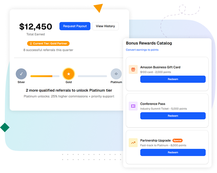 Illustration showcasing automated management of rewards and incentive programs through AI-powered referral platform