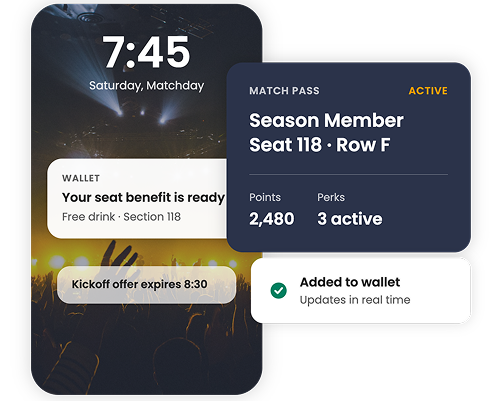 Deliver match offers and passes straight to mobile wallets