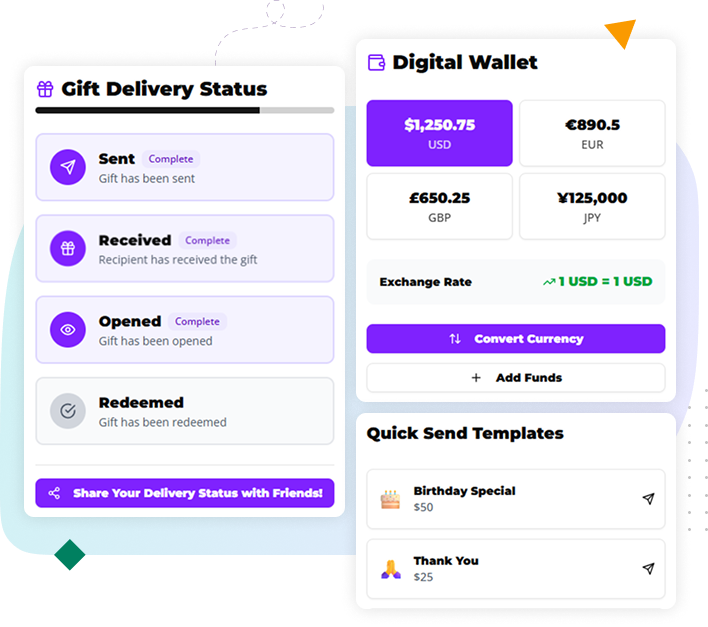 Personalized gifting platform offering curated catalogs, digital gift cards, charity donations, and global delivery