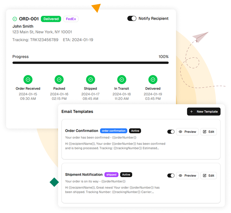 Corporate gifting platform with bulk uploads, automated fulfillment, budget controls, global shipping, delivery tracking, and compliance checks