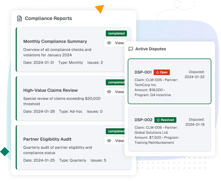 Claims and validation dashboard with proof uploads and compliance checks