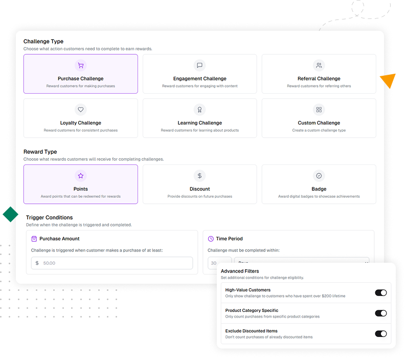 Illustration showcasing the smart configuration features of the Branded Currency Program, including AI personalization and automated workflows.