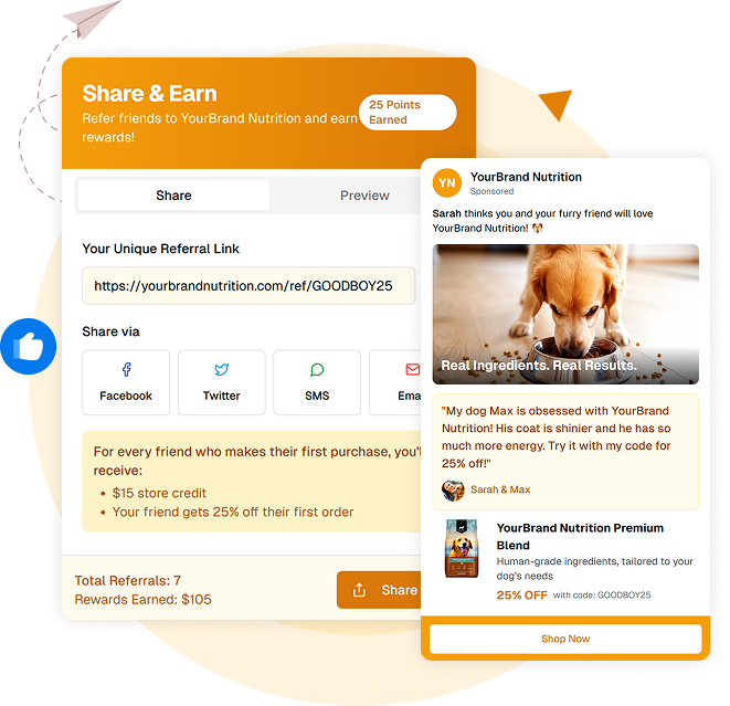 Illustration showcasing social sharing capabilities and advocate engagement in a customer advocacy platform