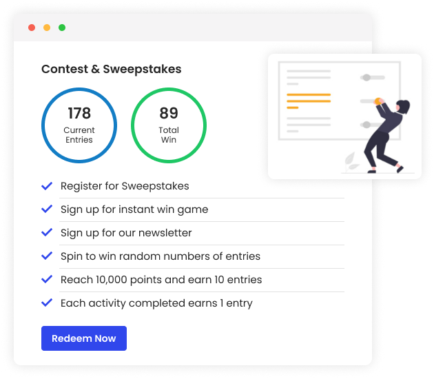 Contests and sweepstakes features within a customer loyalty software allow users to earn exciting rewards